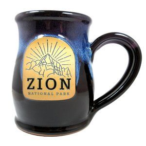 Zion National Park Utah John Deneen Pottery Belly Coffee Mug Deep Cobalt Blue